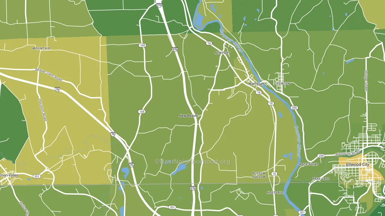 New Beaver, PA block-group voter-turnout map