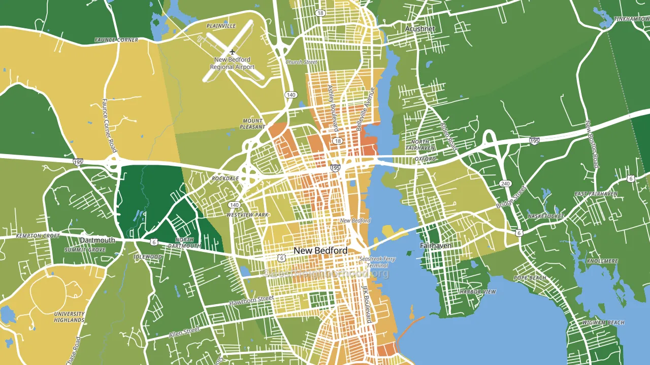 New Bedford, MA block-group voter-turnout map