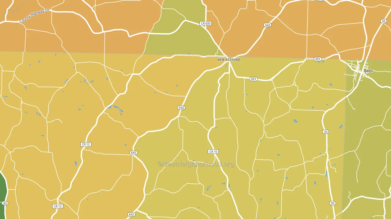 New Bedford, OH block-group voter-turnout map