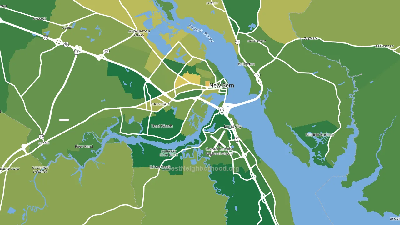 New Bern, NC block-group voter-turnout map