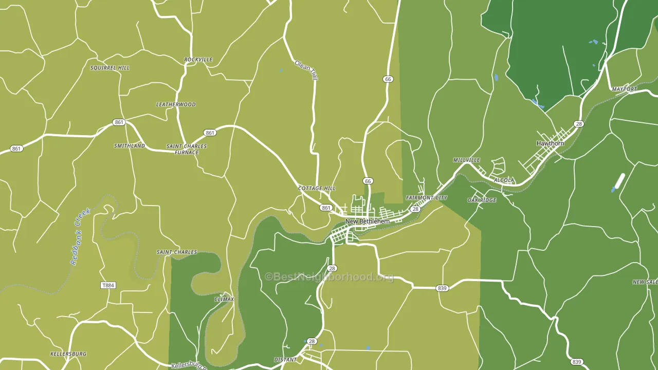 New Bethlehem, PA block-group voter-turnout map