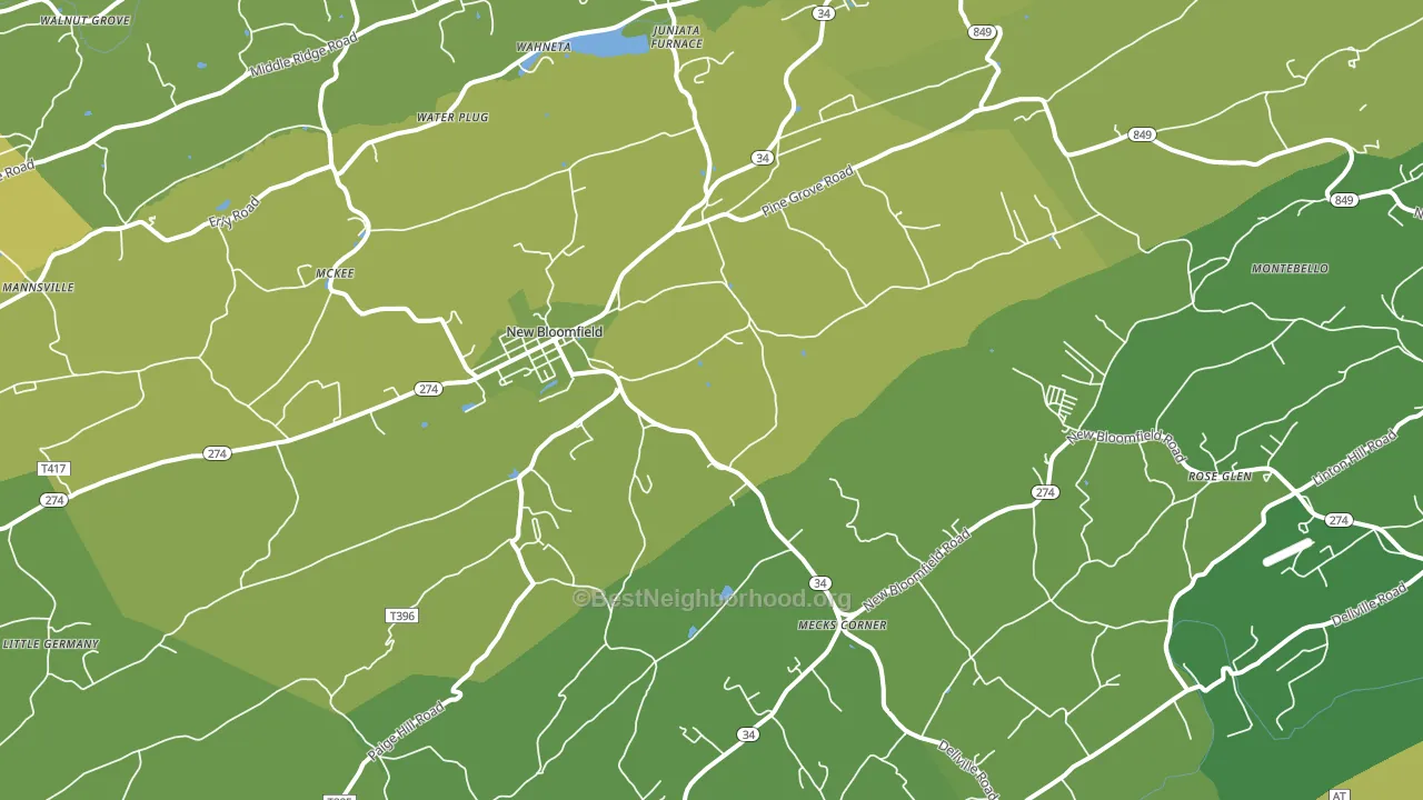 New Bloomfield, PA block-group voter-turnout map