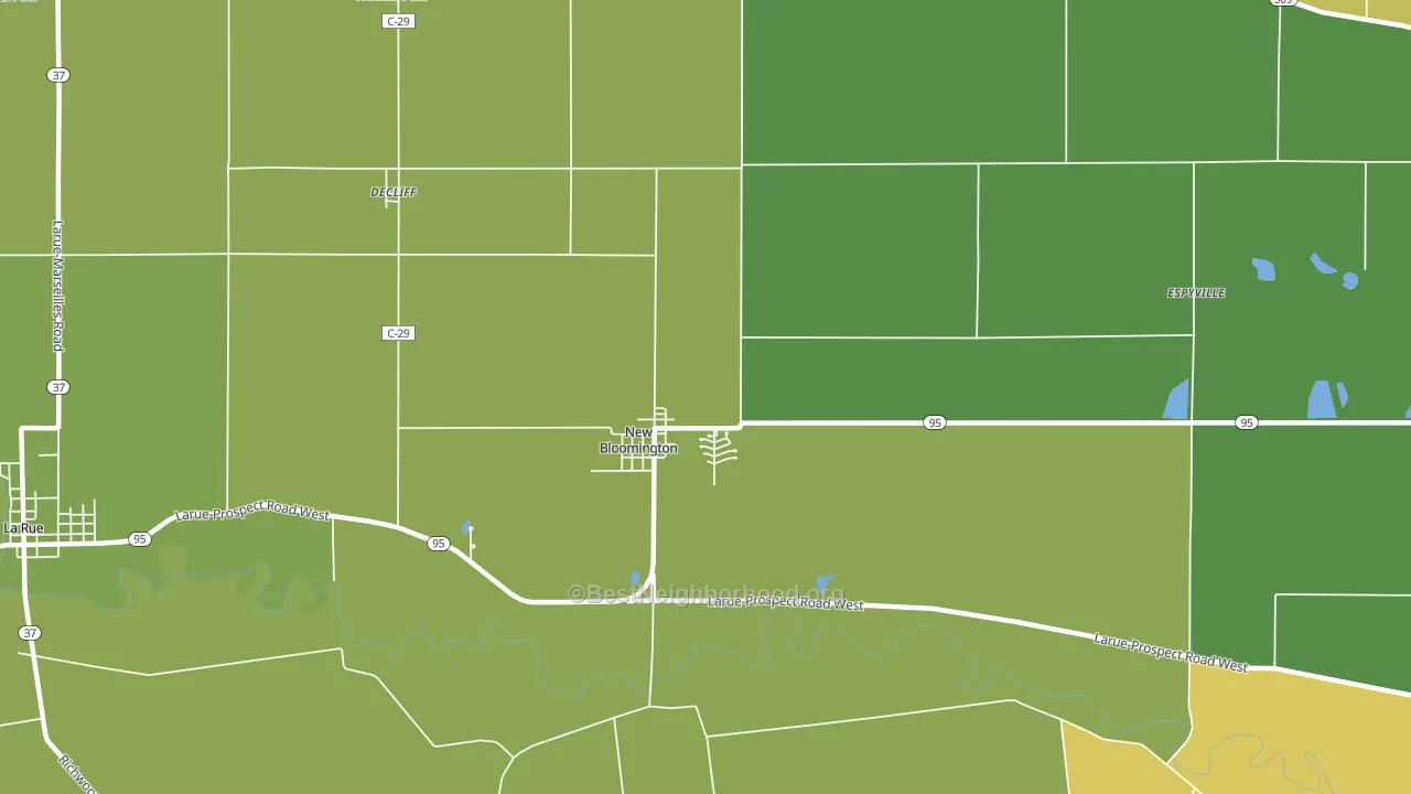 New Bloomington, OH block-group voter-turnout map