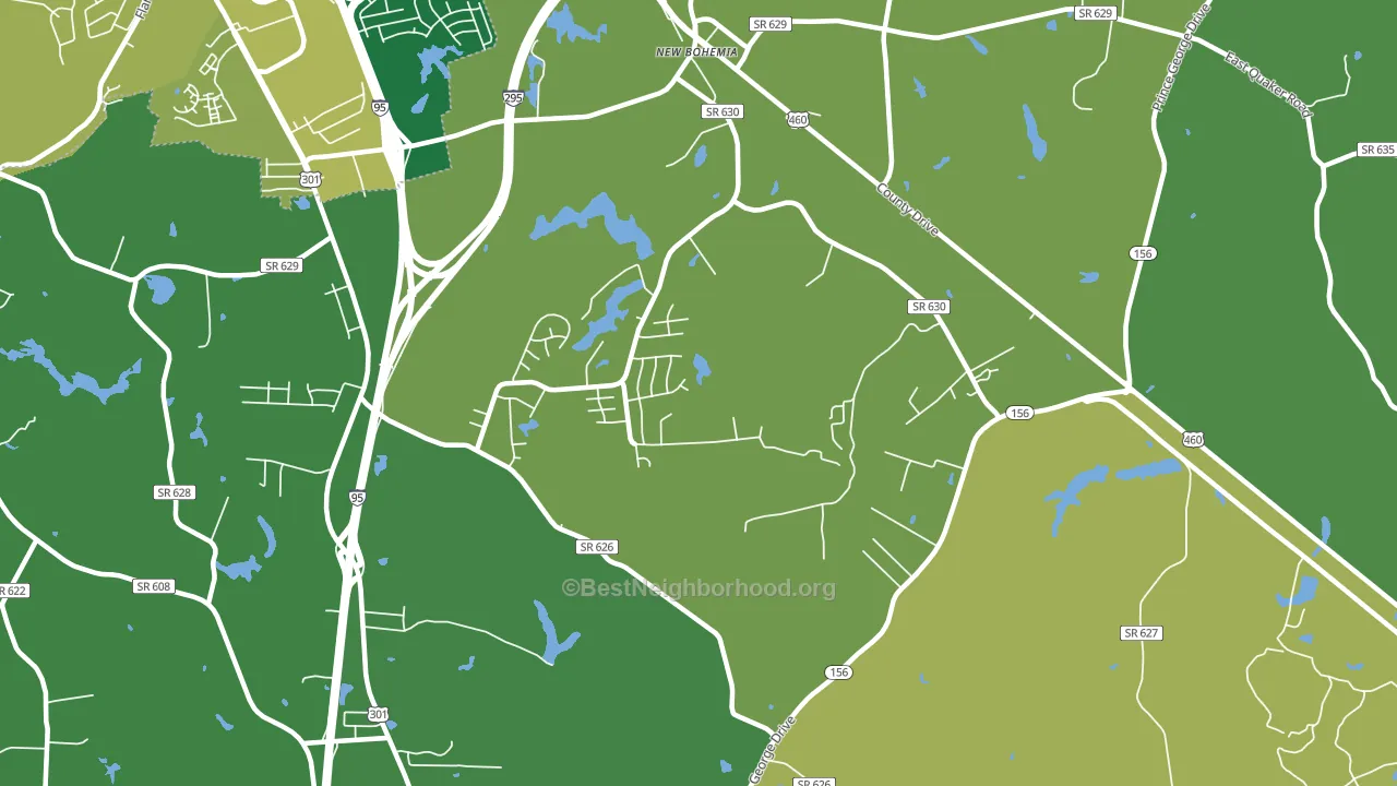 New Bohemia, VA block-group voter-turnout map