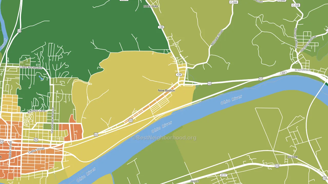 New Boston, OH block-group voter-turnout map