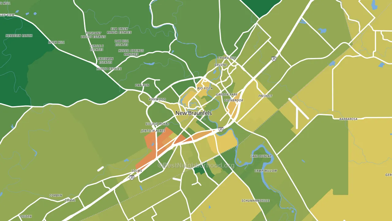 New Braunfels, TX block-group voter-turnout map