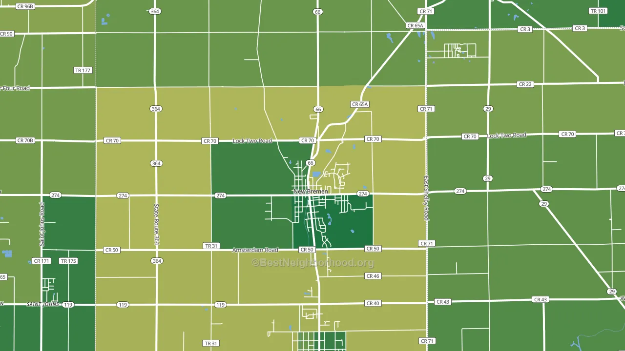 New Bremen, OH block-group voter-turnout map