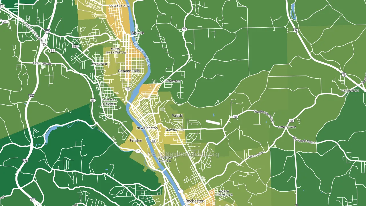 New Brighton, PA block-group voter-turnout map