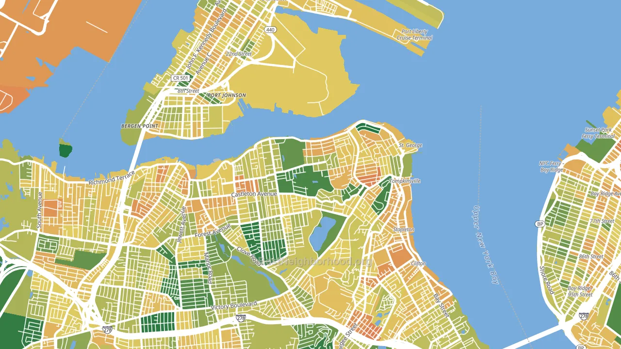 New Brighton, Staten Island, NY block-group voter-turnout map