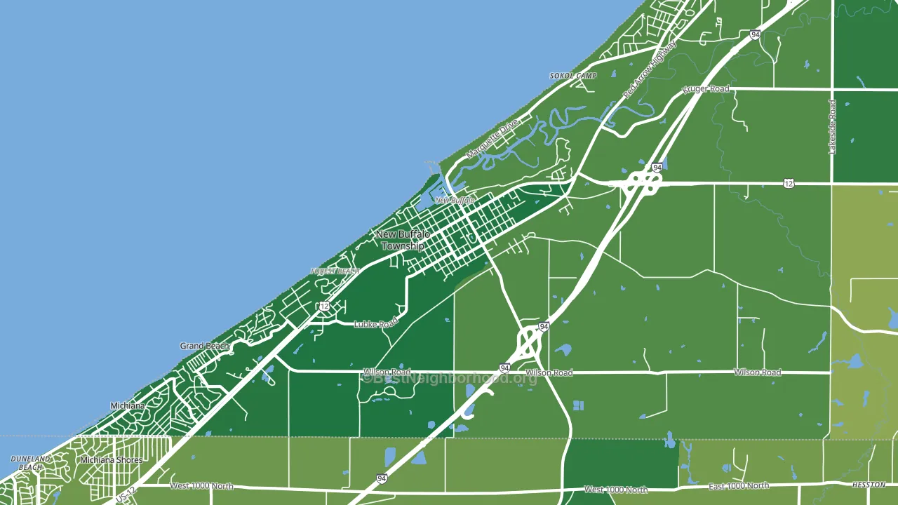 New Buffalo, MI block-group voter-turnout map