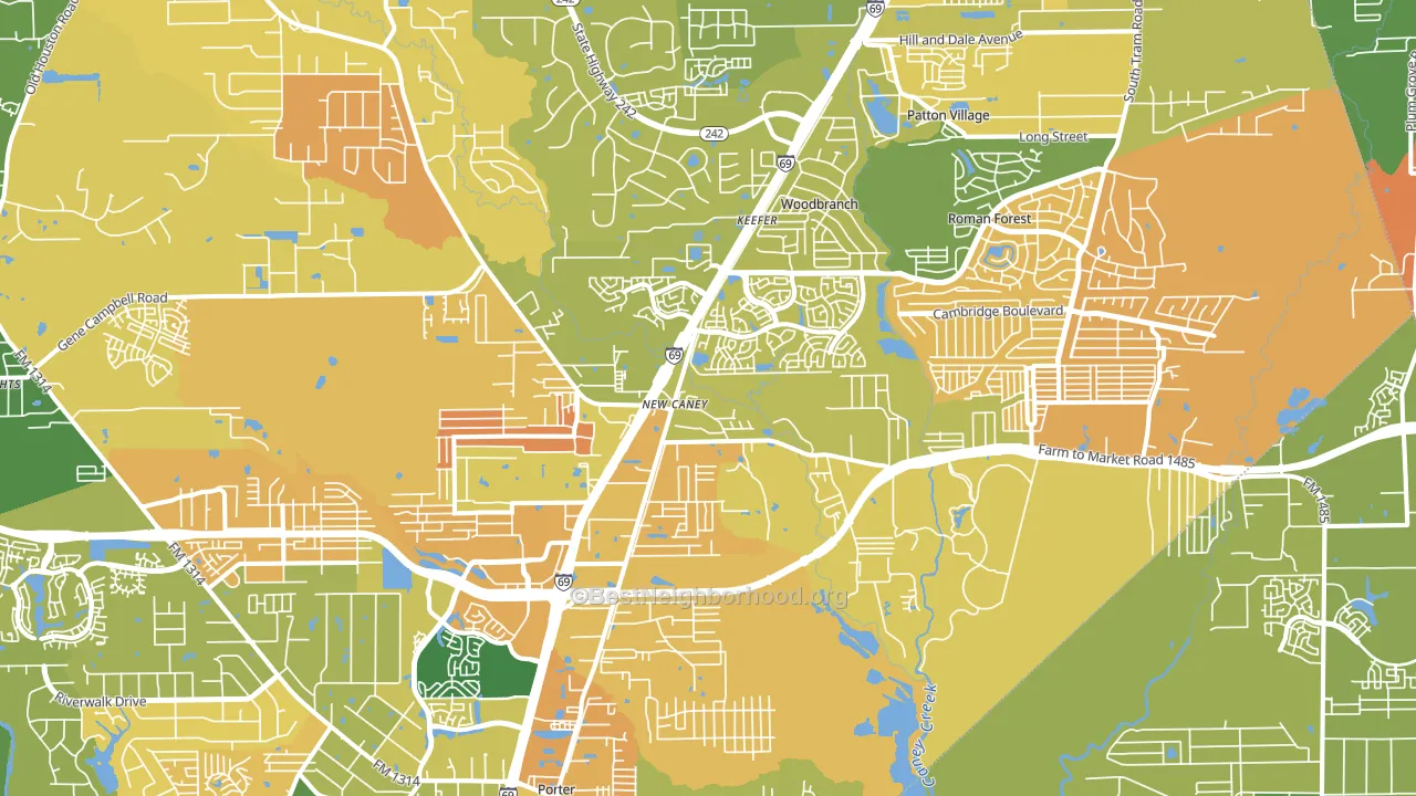 New Caney, TX block-group voter-turnout map