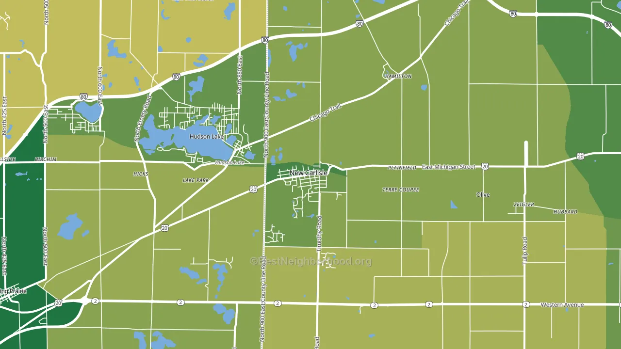 New Carlisle, IN block-group voter-turnout map