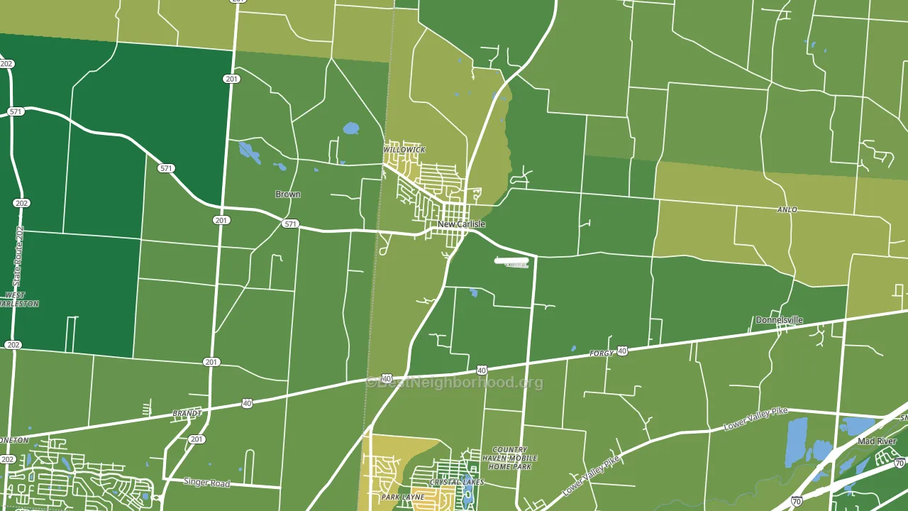 New Carlisle, OH block-group voter-turnout map