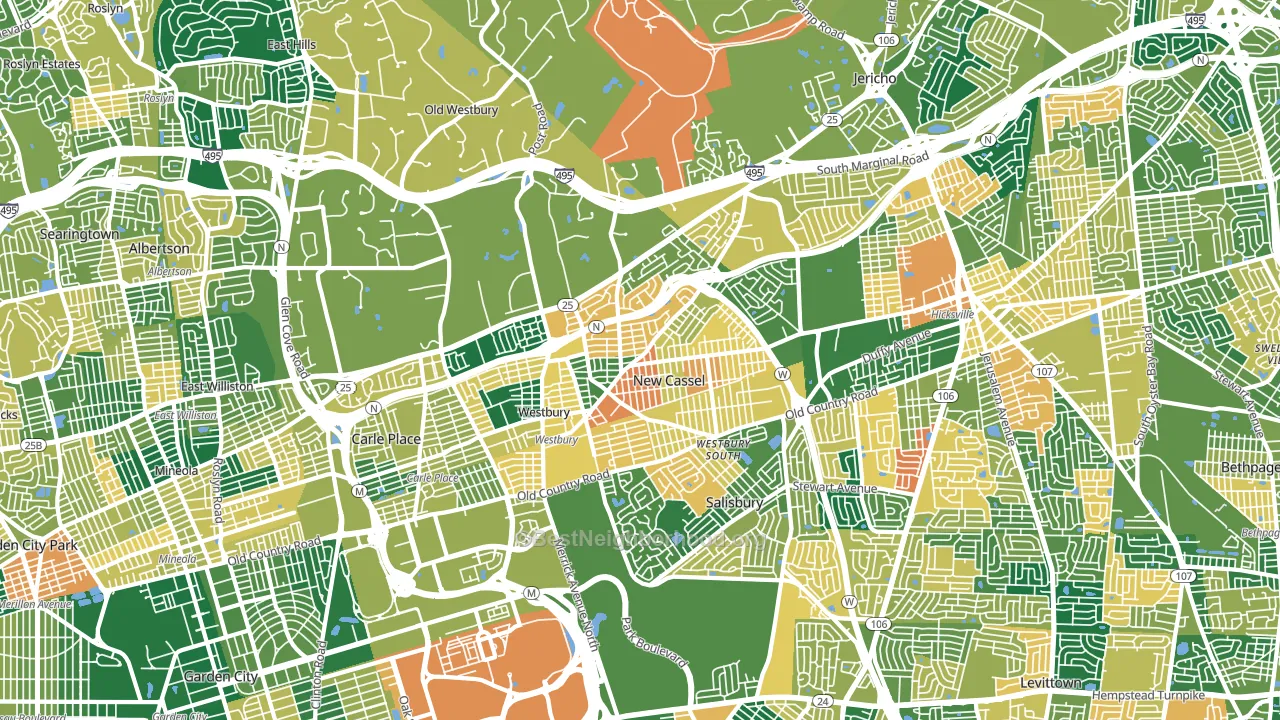 New Cassel, NY block-group voter-turnout map