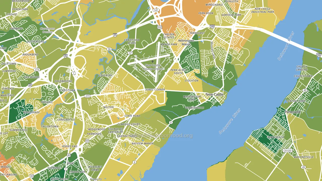 New Castle, DE block-group voter-turnout map