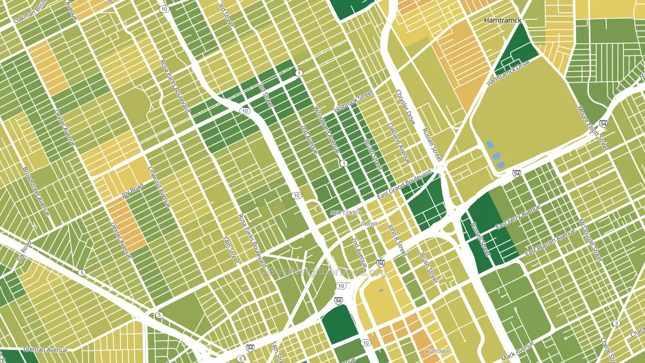 New Center, Detroit, MI block-group voter-turnout map