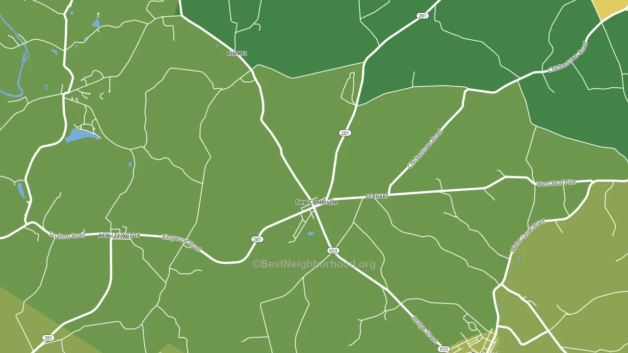 New Centerville, PA block-group voter-turnout map
