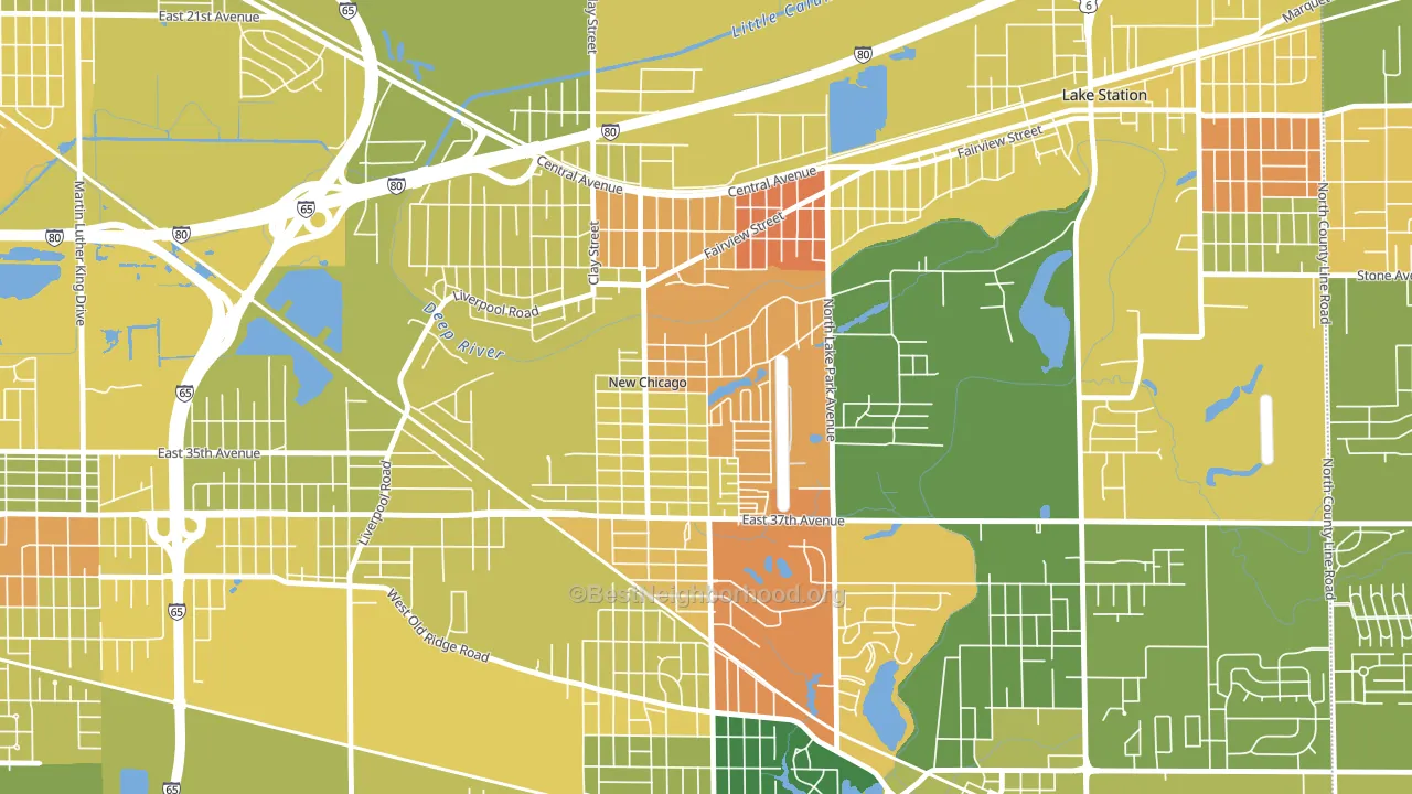New Chicago, IN block-group voter-turnout map