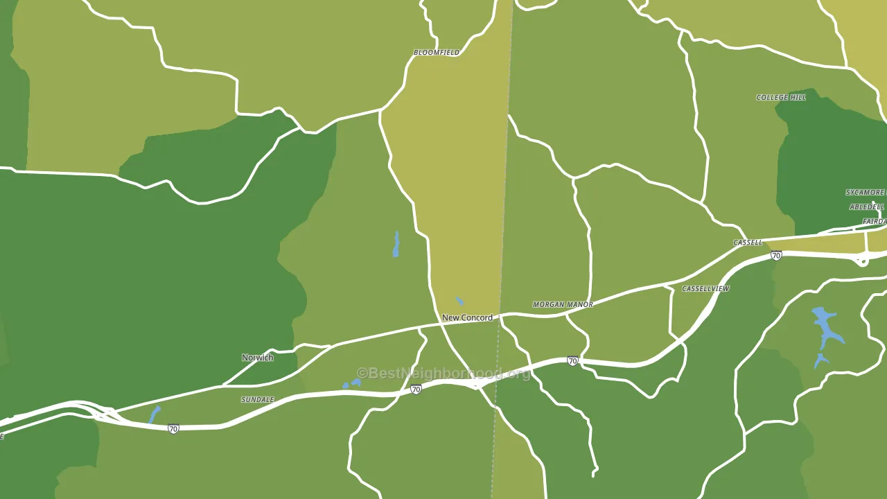 New Concord, OH block-group voter-turnout map
