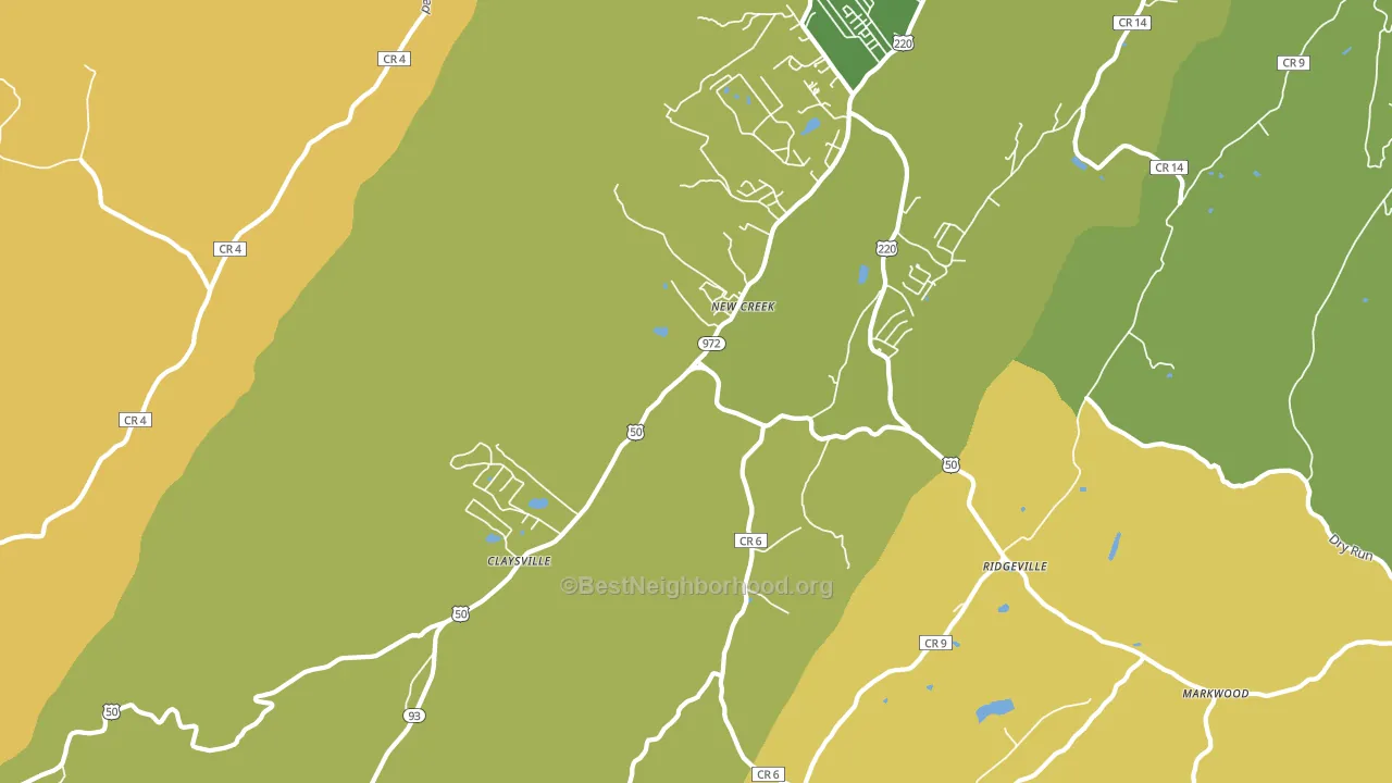 New Creek, WV block-group voter-turnout map
