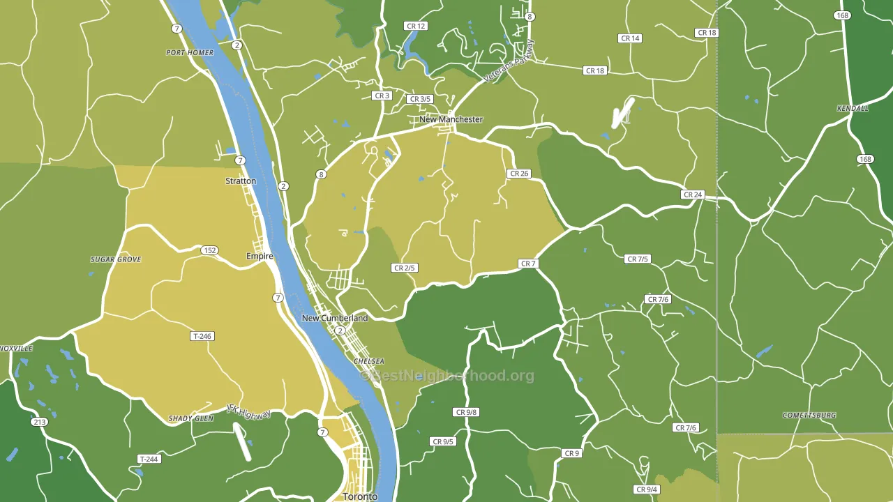 New Cumberland, WV block-group voter-turnout map