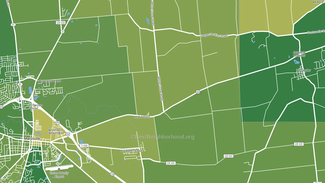 New Dover, OH block-group voter-turnout map