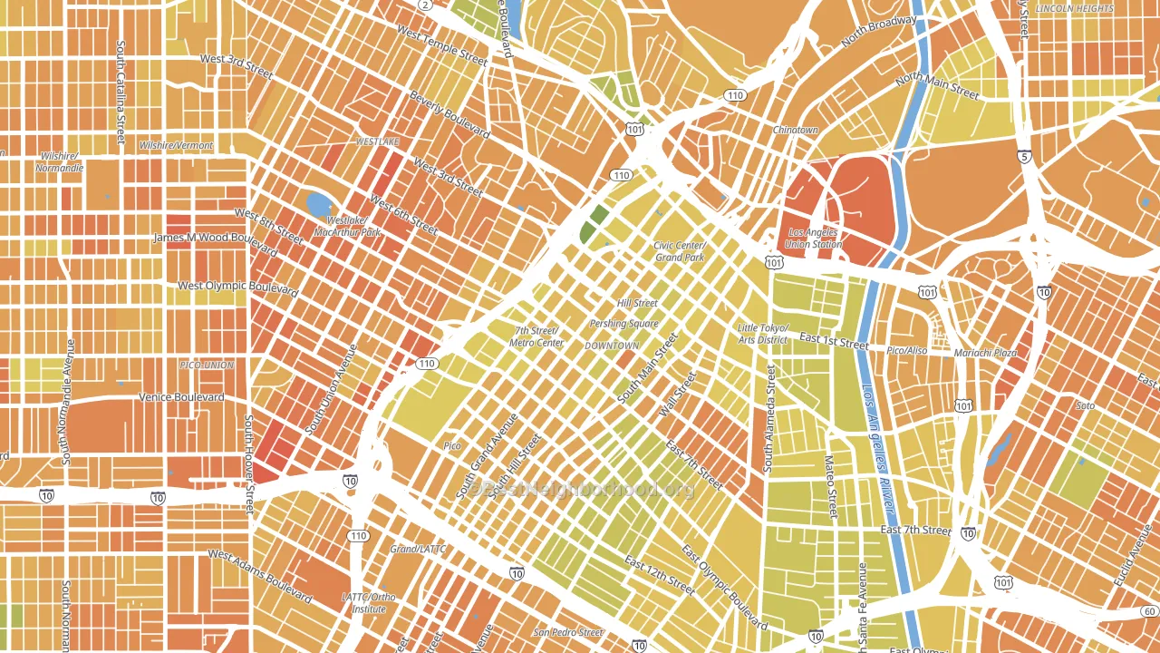 New Downtown, Los Angeles, CA block-group voter-turnout map