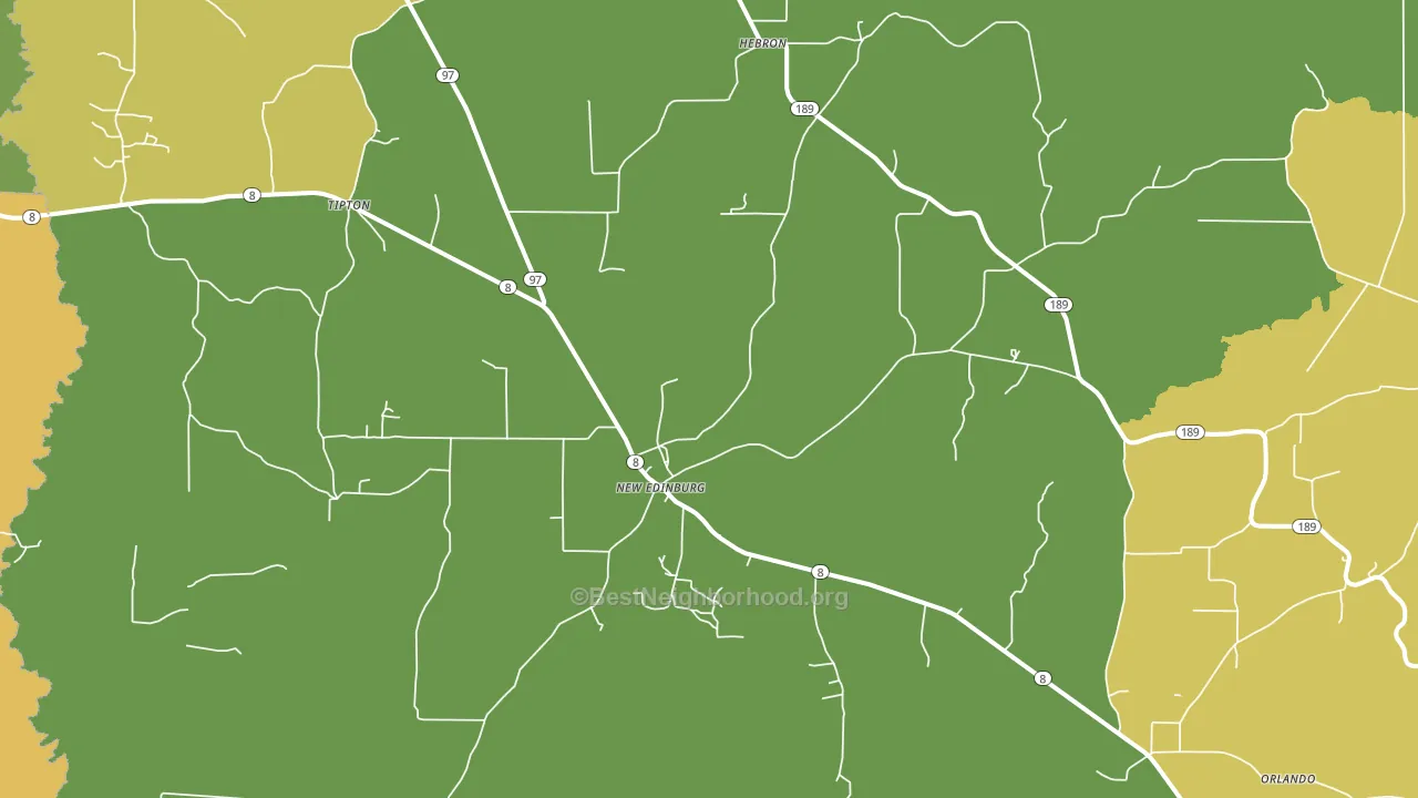 New Edinburg, AR block-group voter-turnout map