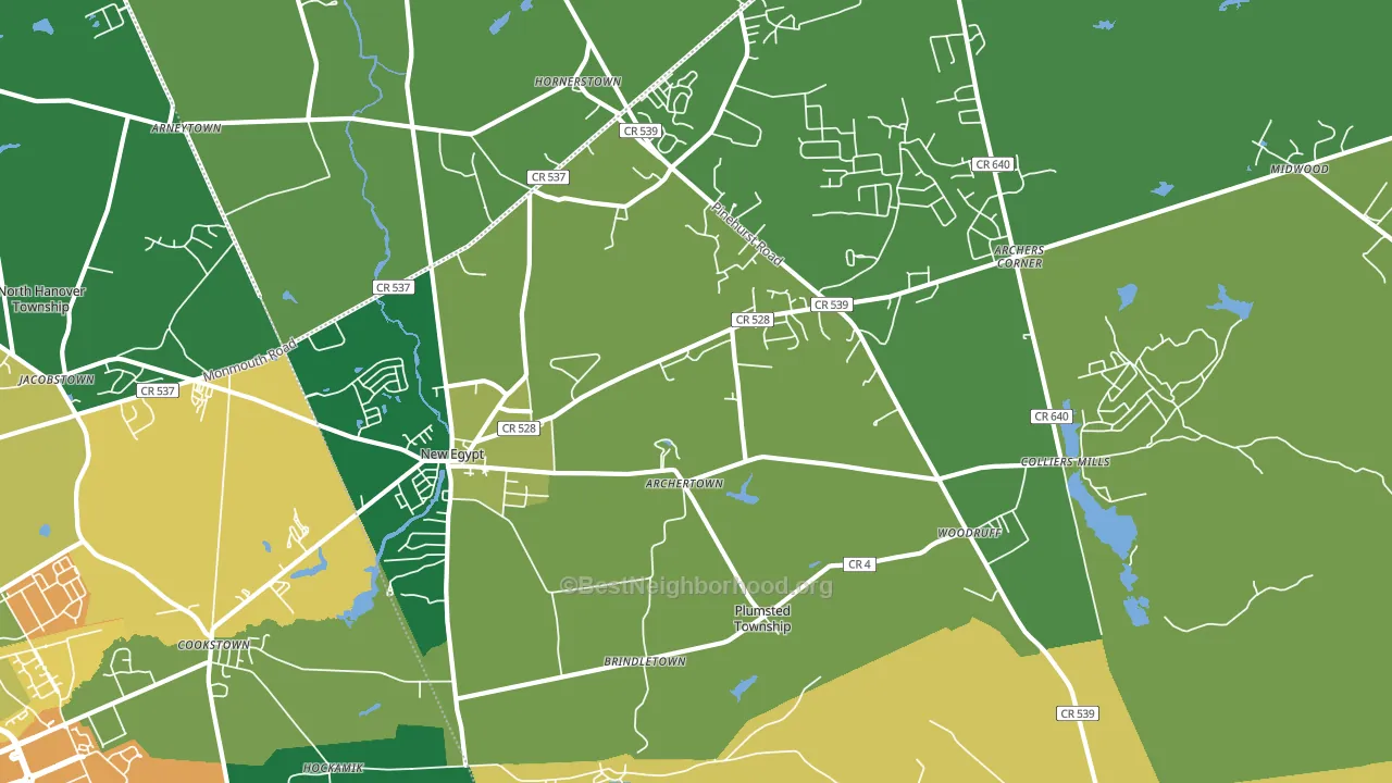 New Egypt, NJ block-group voter-turnout map
