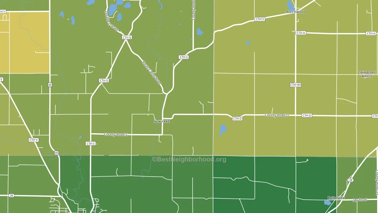 New Fane, WI block-group voter-turnout map