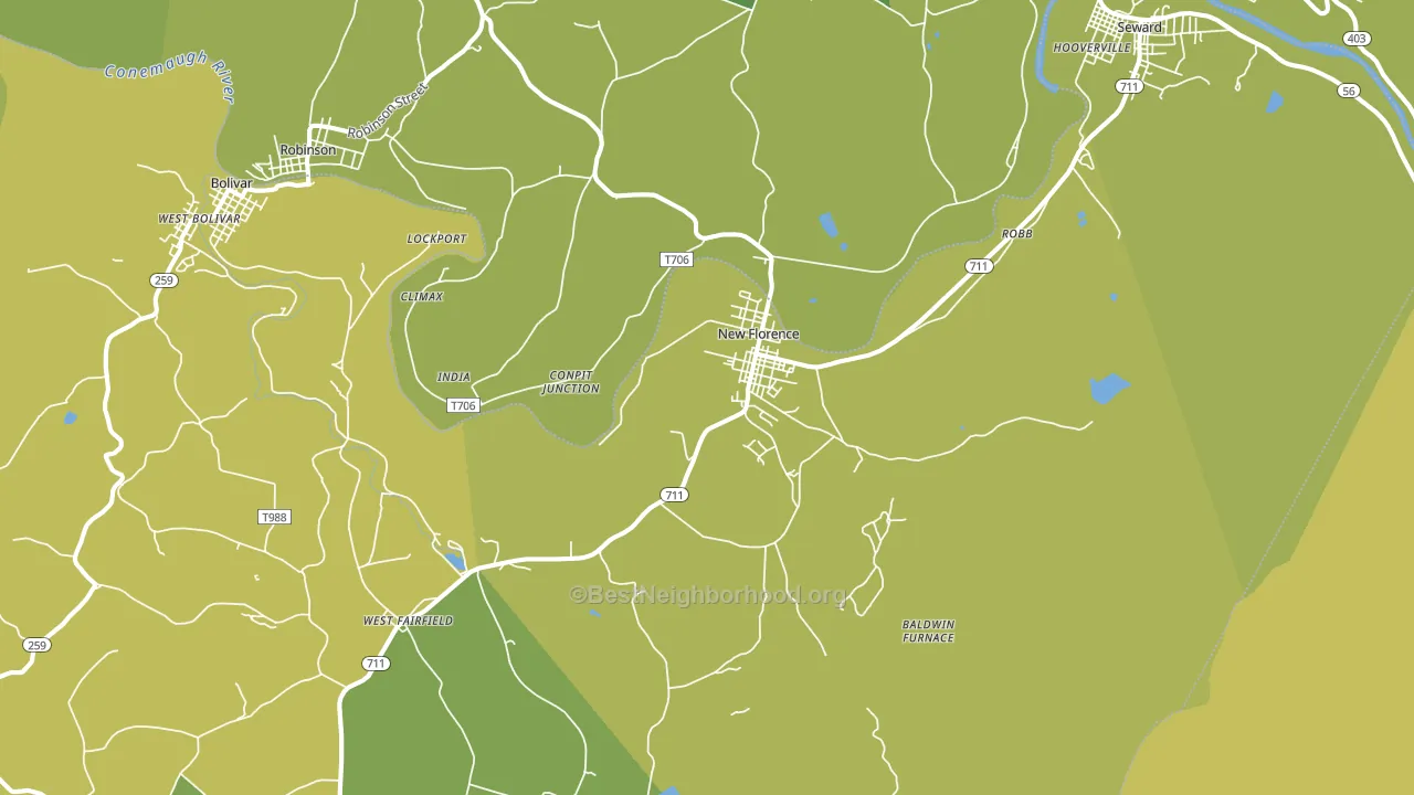 New Florence, PA block-group voter-turnout map