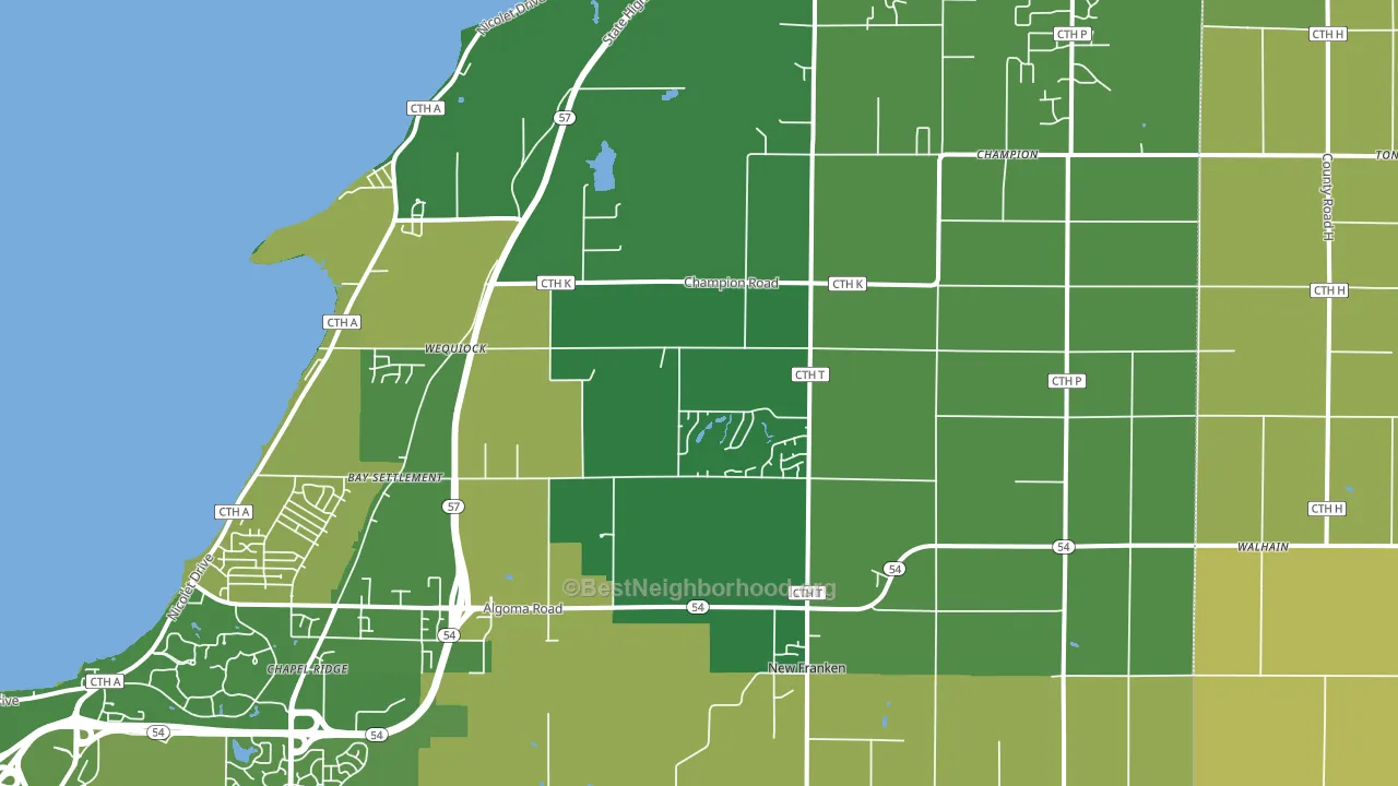 New Franken, WI block-group voter-turnout map