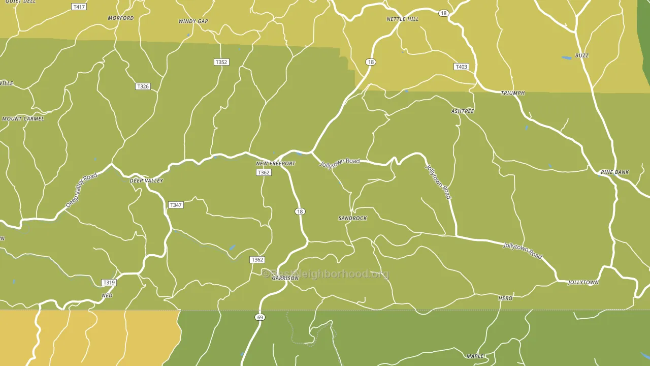New Freeport, PA block-group voter-turnout map