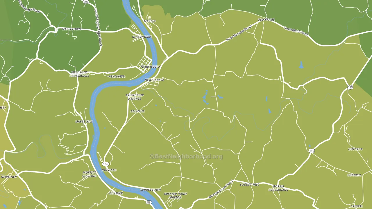 New Geneva, PA block-group voter-turnout map