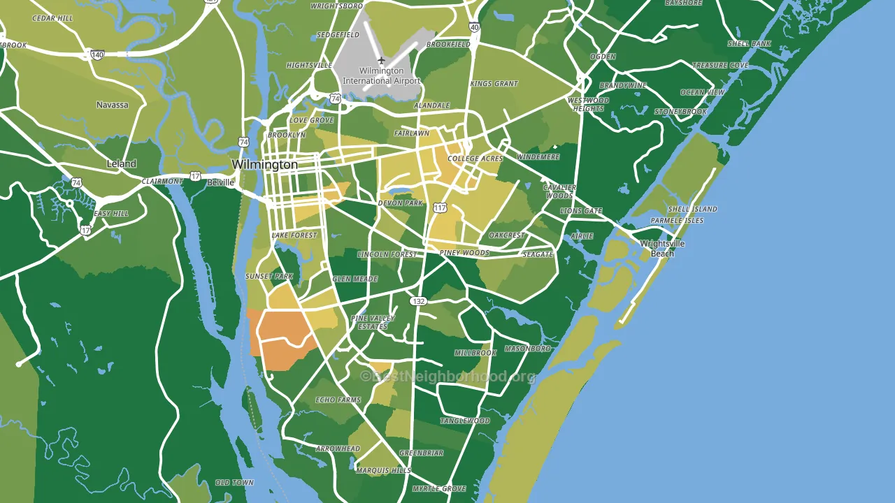 New Hanover County, NC block-group voter-turnout map