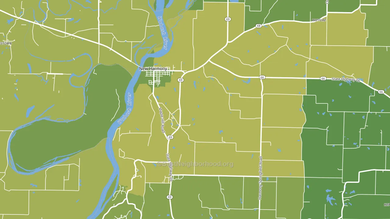 New Harmony, IN block-group voter-turnout map