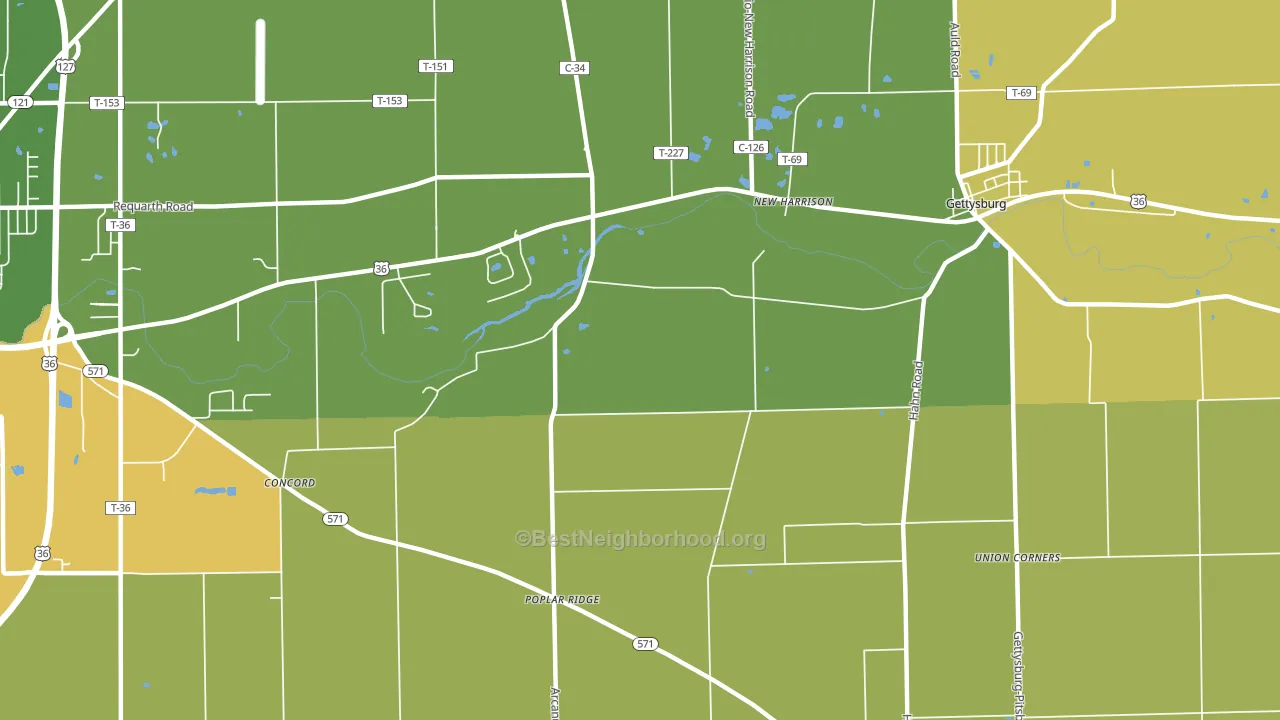 New Harrison, OH block-group voter-turnout map