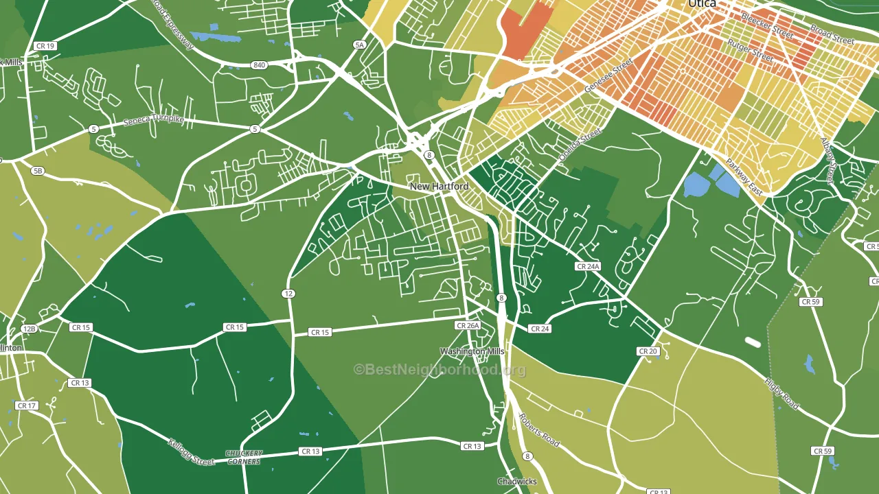 New Hartford, NY block-group voter-turnout map