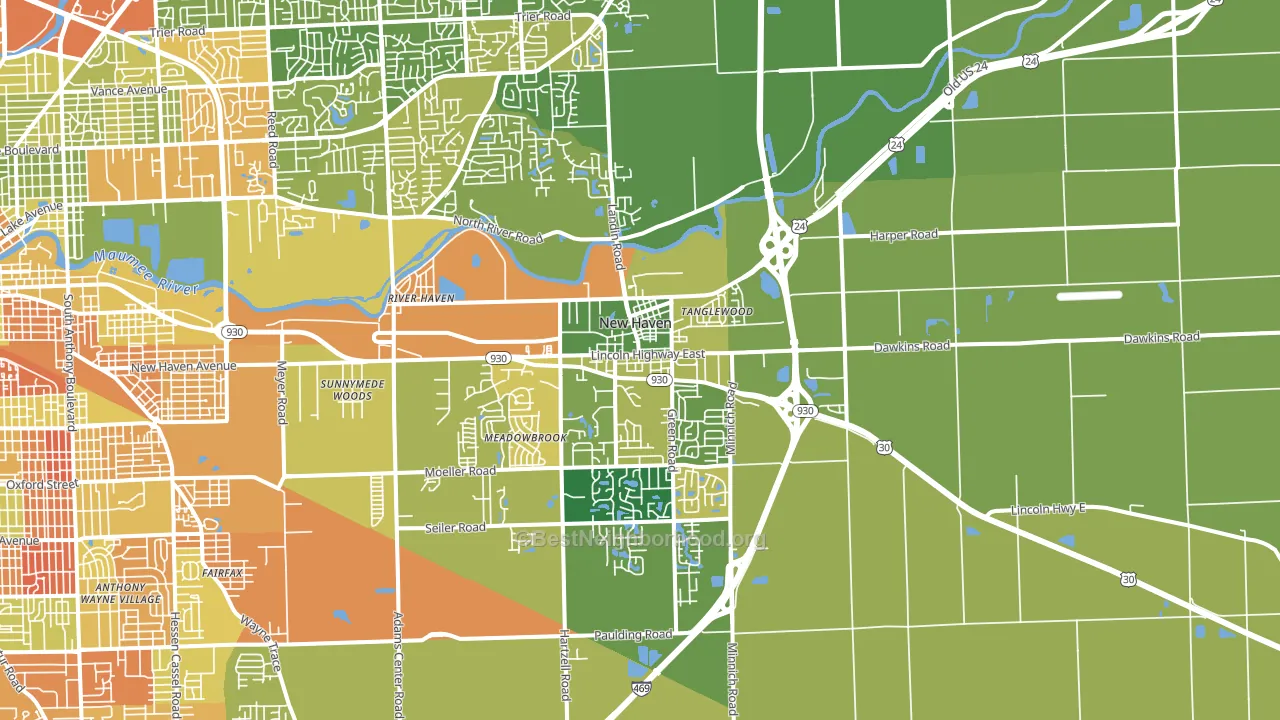 New Haven, IN block-group voter-turnout map