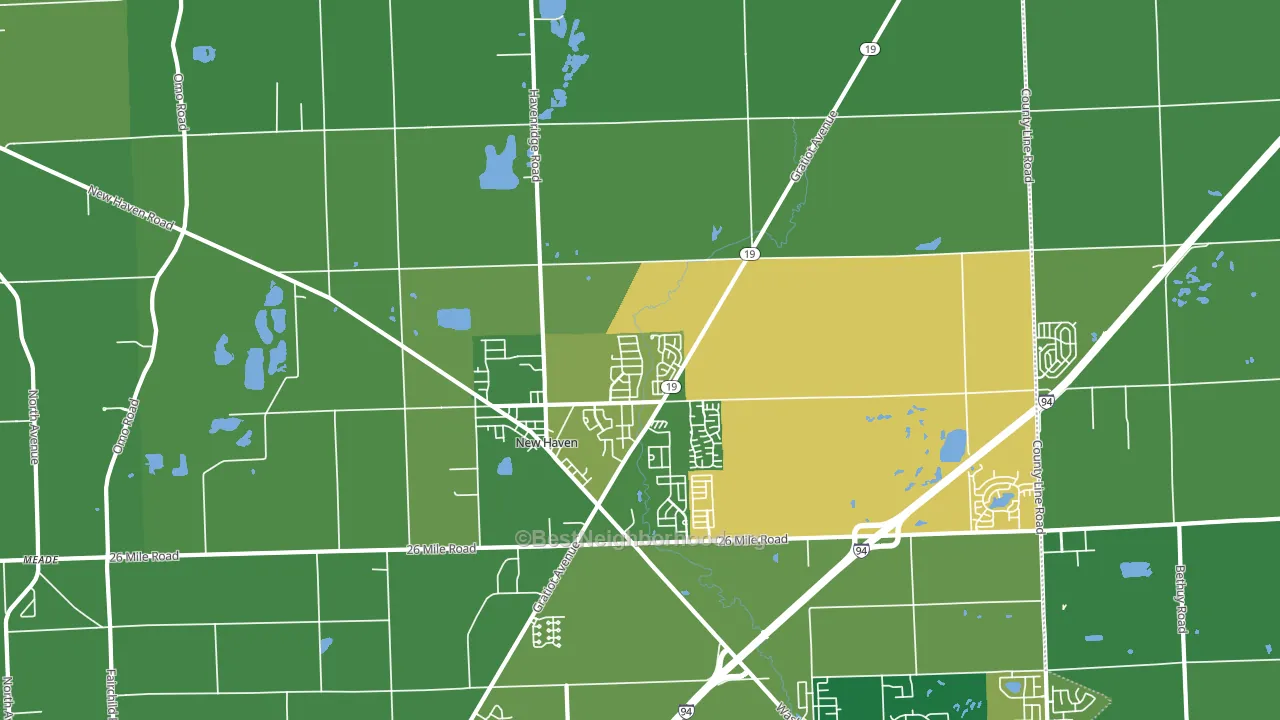 New Haven, MI block-group voter-turnout map