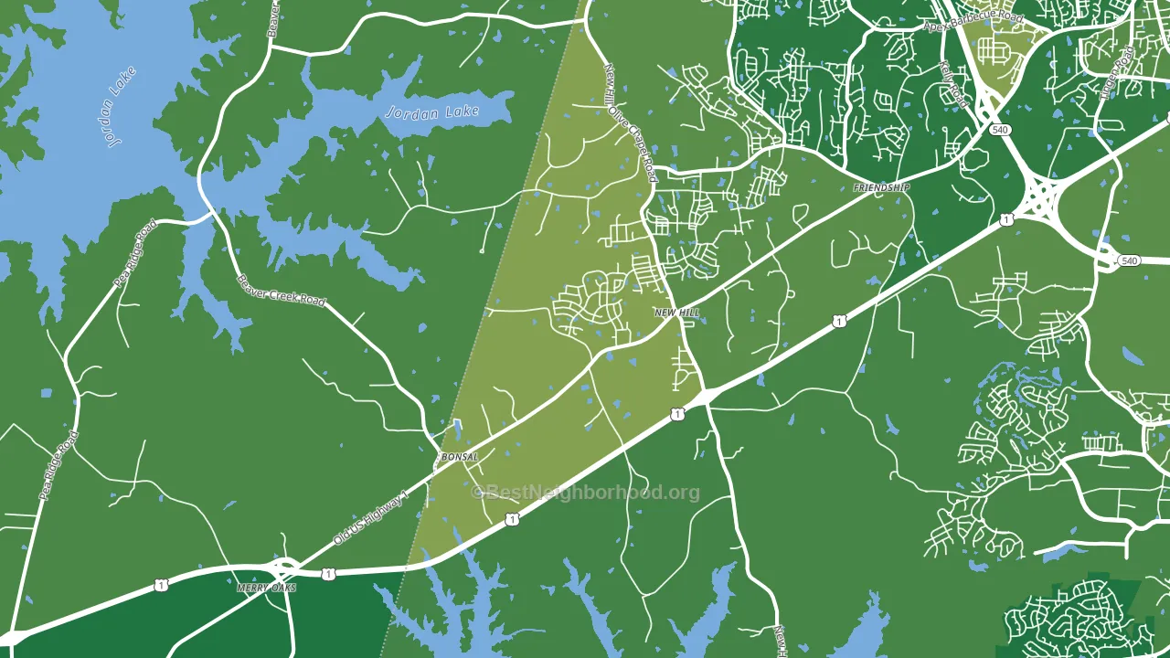 New Hill, NC block-group voter-turnout map