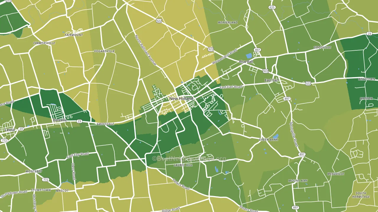 New Holland, PA block-group voter-turnout map