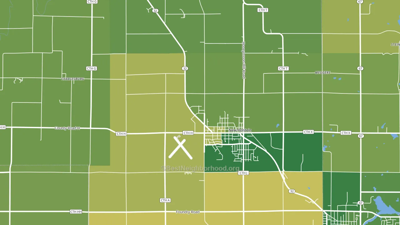 New Holstein, WI block-group voter-turnout map