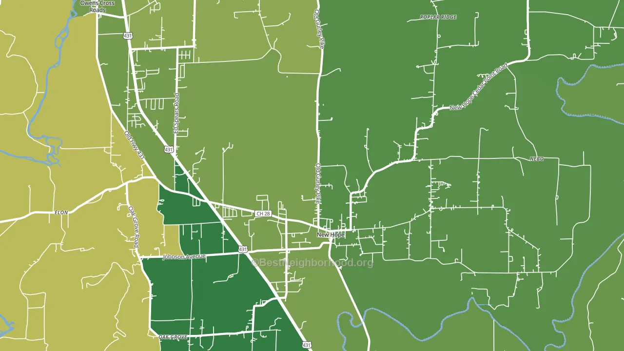 New Hope, AL block-group voter-turnout map
