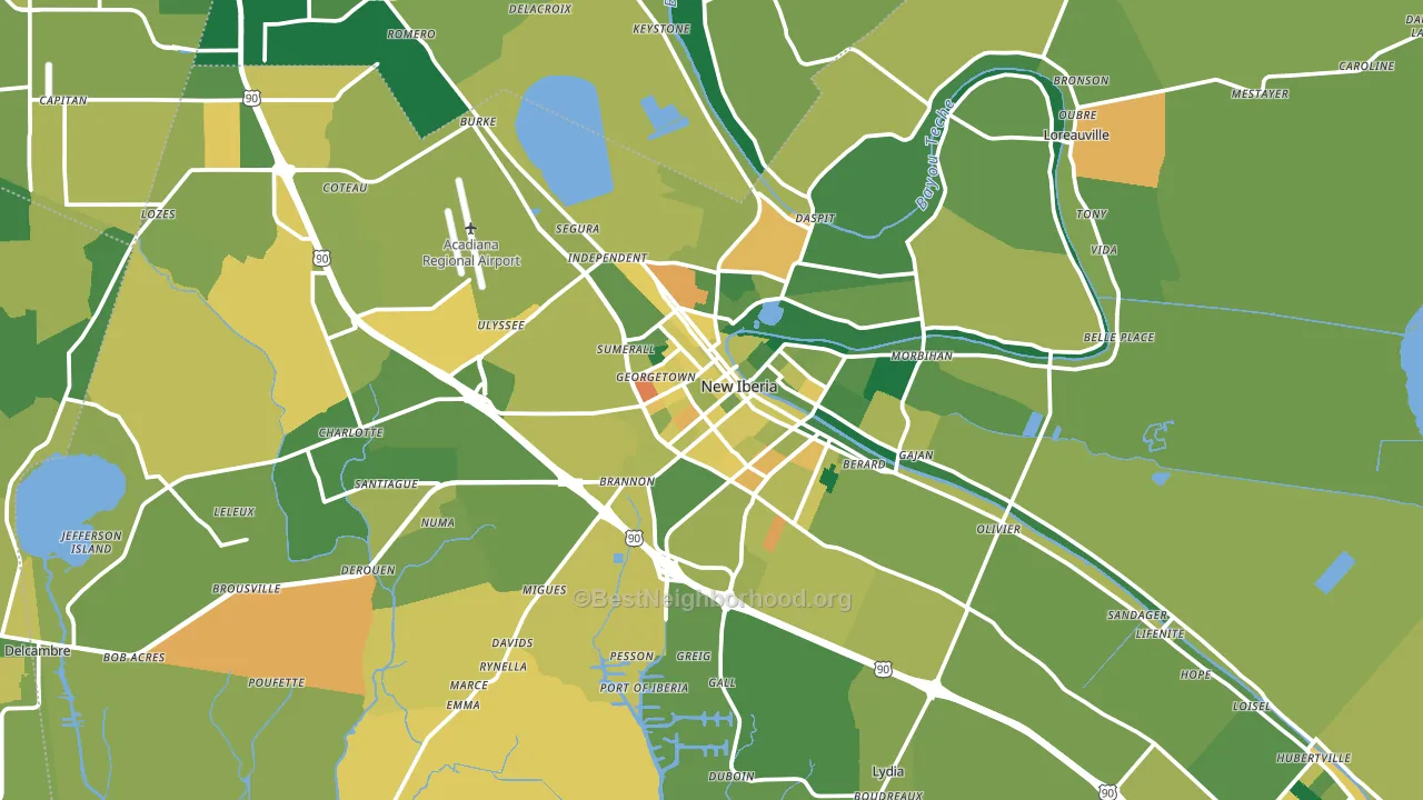 New Iberia, LA block-group voter-turnout map