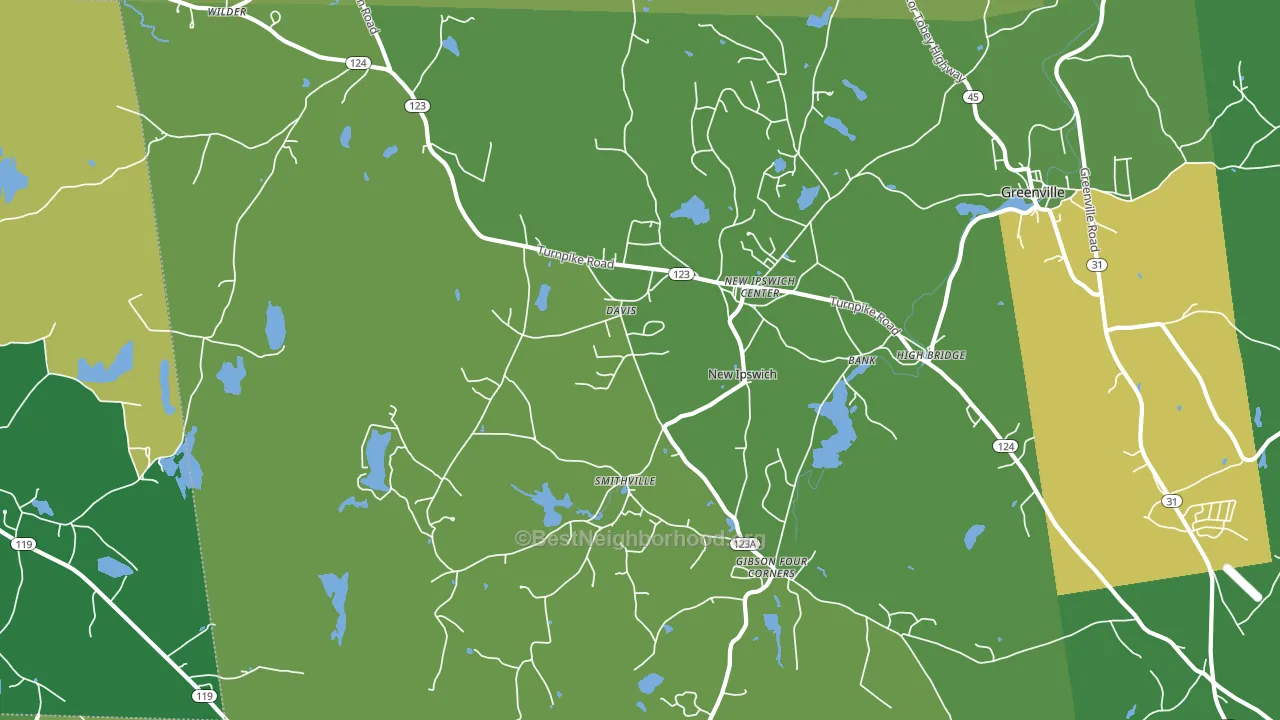 New Ipswich, NH block-group voter-turnout map