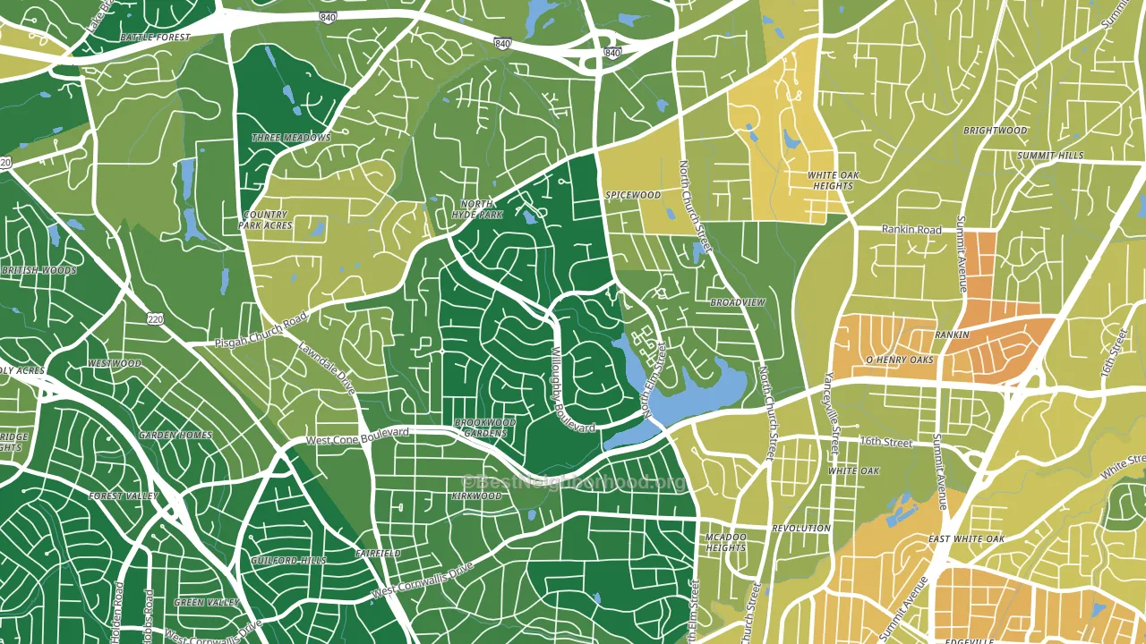New Irving Park, Greensboro, NC block-group voter-turnout map