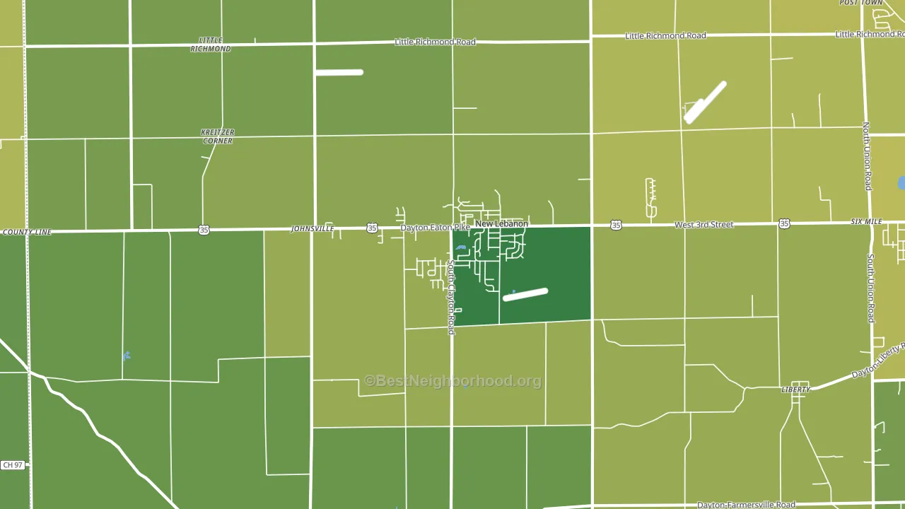 New Lebanon, OH block-group voter-turnout map
