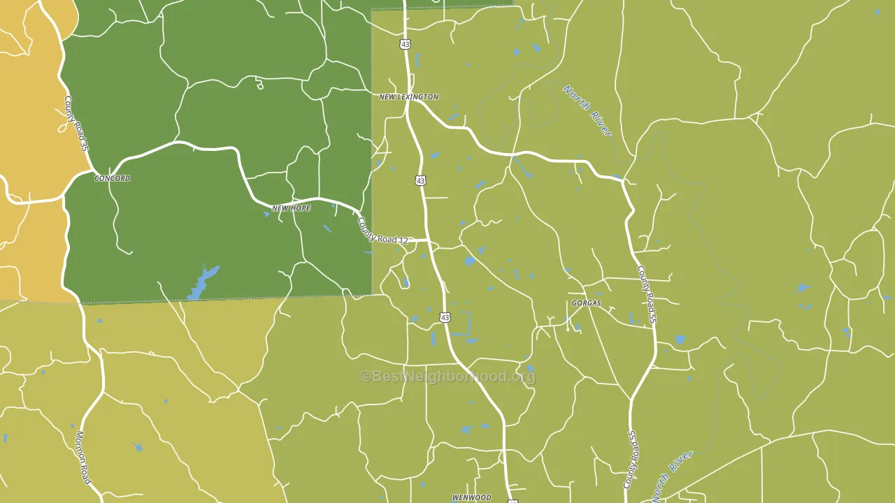 New Lexington, AL block-group voter-turnout map