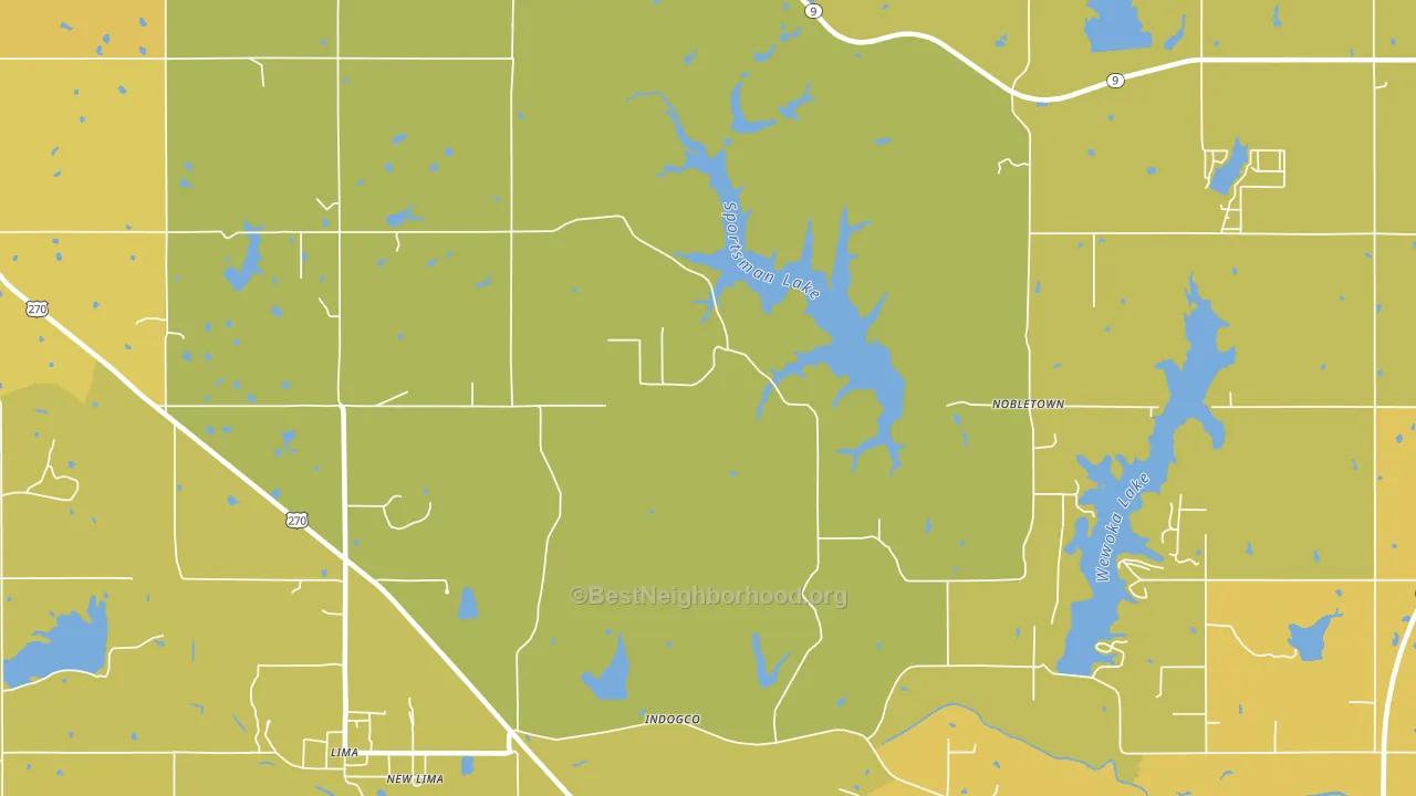 New Lima, OK block-group voter-turnout map